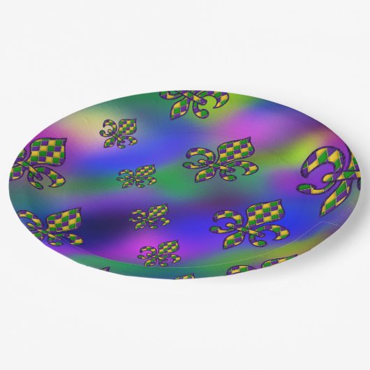 Mardi Gras Pattern Pappteller (Schrägansicht)