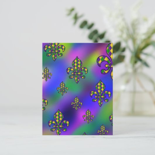 Mardi Gras Pattern Postkarte (Stehend Vorderseite)