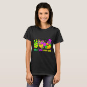 Mardi Gras Peace Love King Cake Funny Party Carniv T-Shirt (Vorne ganz)