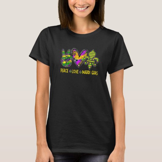 Mardi Gras Peace Love Mardi Gras Funny Mardi Gras  T-Shirt (Vorderseite)