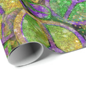 Mardi Gras Peace Signs in Lila Grün und Gold Geschenkpapier (Rolleneckpunkt)