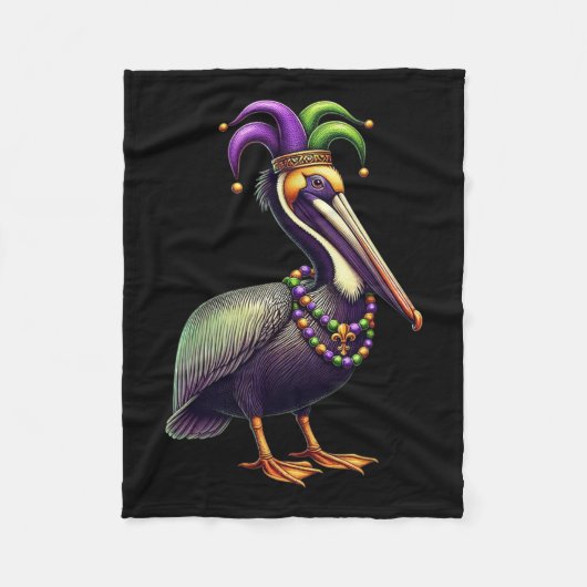 Mardi Gras Pelican Louisiana Parade Tierheim Fleecedecke (Vorderseite)