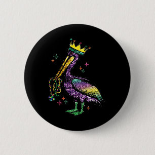 Mardi Gras Pelikan Louisiana Für Männer Frauen Button