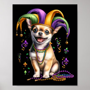 Mardi Gras Perlen Chihuahua-Hundefestival Karneval Poster
