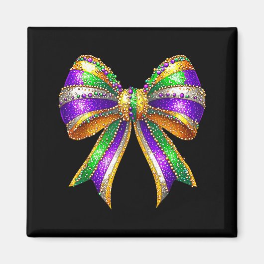 Mardi Gras Perlen Coquette Bogen Design Magnet (Vorne)