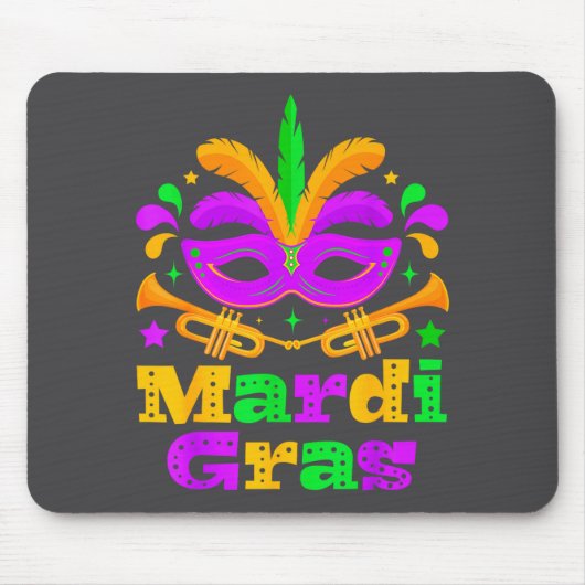 Mardi Gras Perlen Maske Feder Mousepad (Vorne)
