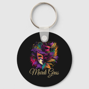 Mardi Gras Perlen Maske Federn Schlüsselanhänger