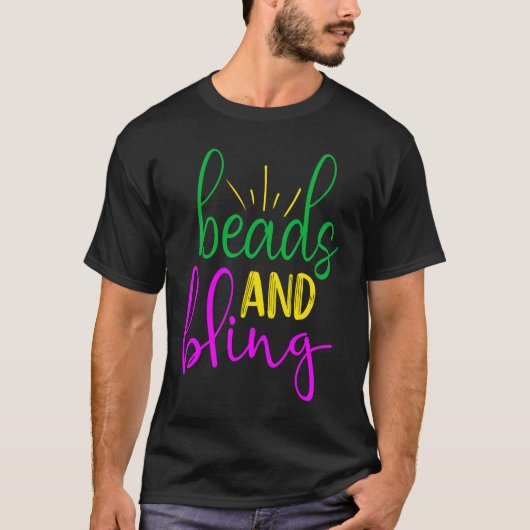 Mardi Gras Perlen und Glitter T-Shirt (Vorderseite)