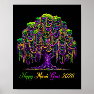 Mardi Gras-Perlenbaum 2026 Karnevalfestival New O Poster