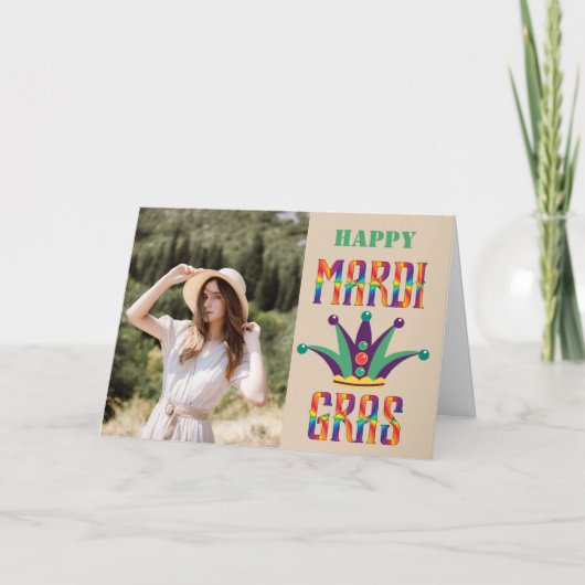 Mardi Gras Personalisierte Fotokarte Dankeskarte (Vorderseite)