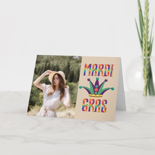 Mardi Gras Personalisierte Fotokarte Dankeskarte (Vorderseite)