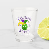 Mardi Gras Pickleball Eat Dink Be Merry Schnapsglas (Vorderseite)