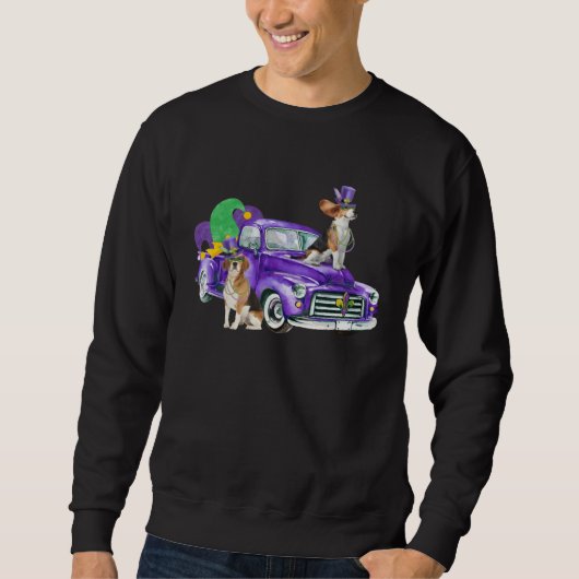 Mardi Gras Pickup Truck Beagles Sweatshirt (Vorderseite)