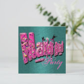 Mardi Gras pink teal party invitations Einladung (Stehend Vorderseite)