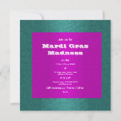Mardi Gras pink teal party invitations Einladung (Rückseite)