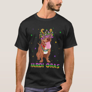 Mardi Gras Pitbulmmaske und Perlen T-Shirt