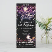 Mardi Gras Plum Gold VIP Geburtstagsparty Ticket Einladung (Stehend Vorderseite)