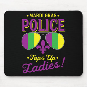 Mardi Gras Polizei füllt Damen-Brustperlen auf Tei Mousepad