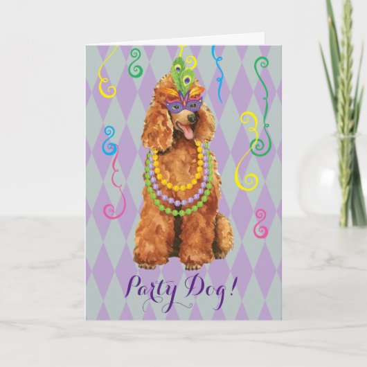 Mardi Gras Poodle Karte (Vorderseite)