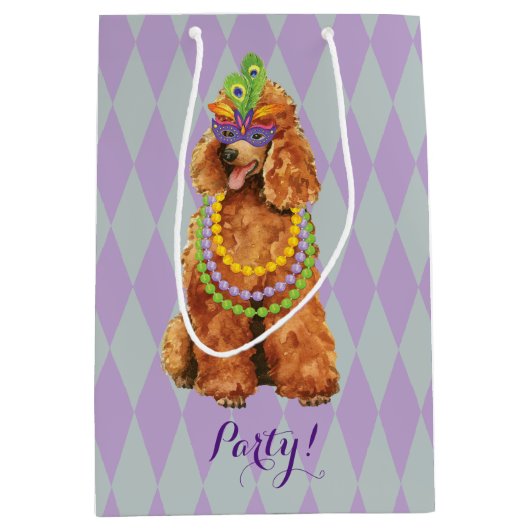 Mardi Gras Poodle Mittlere Geschenktüte (Vorderseite)