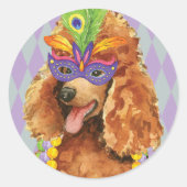 Mardi Gras Poodle Runder Aufkleber (Vorderseite)