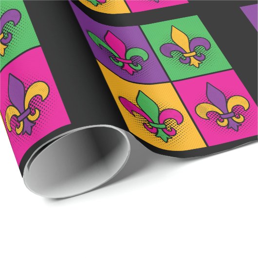 Mardi Gras Pop Art Lilie Geschenkpapier (Rolleneckpunkt)
