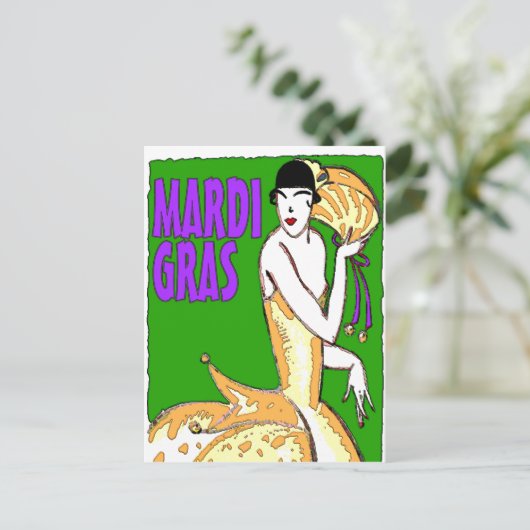 Mardi Gras Poster Postkarte (Stehend Vorderseite)