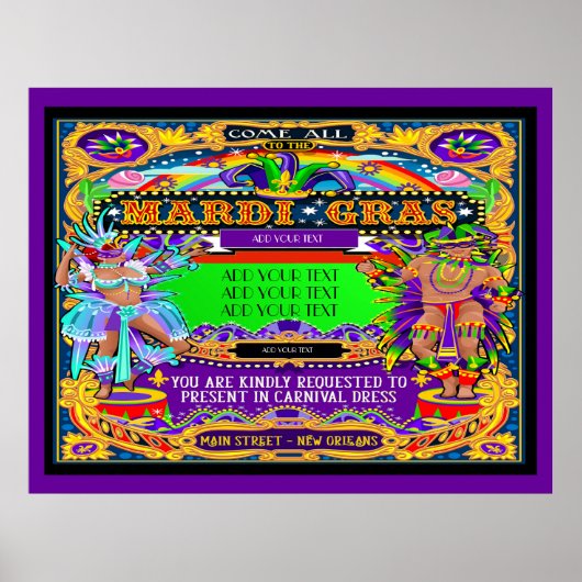 Mardi Gras Poster soll individuell angepasst werde (Vorne)