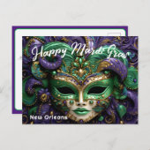 💚 💜 💛 Mardi Gras Postkarte (Vorne/Hinten)