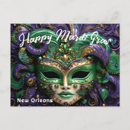 💚 💜 💛 Mardi Gras Postkarte