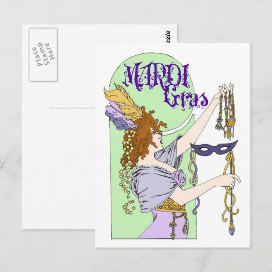 Mardi Gras Postkarte (Vorne/Hinten)