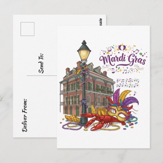 Mardi Gras Postkarte (Vorne/Hinten)