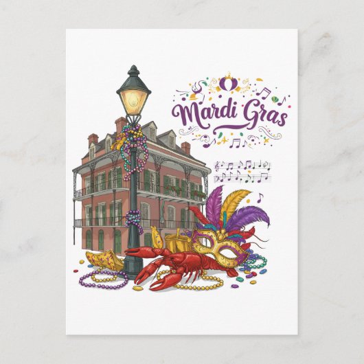 Mardi Gras Postkarte (Vorderseite)