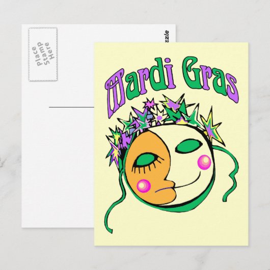 Mardi Gras Postkarte (Vorne/Hinten)