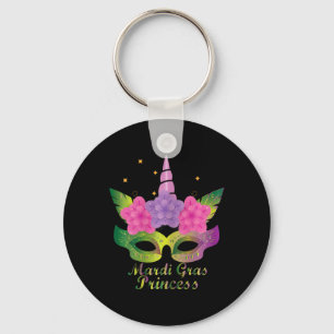 Mardi Gras Princess T Shirt mit Blume Unicorn Ma Schlüsselanhänger