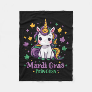 Mardi Gras Princess Unicorn Fett Dienstag Mädchen Fleecedecke