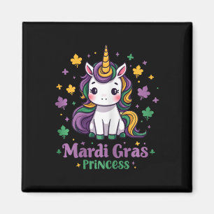 Mardi Gras Princess Unicorn Fett Dienstag Mädchen Magnet