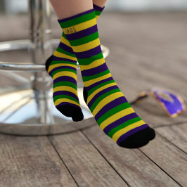 Mardi Gras Purple Gold and Green Striped Socks Socken