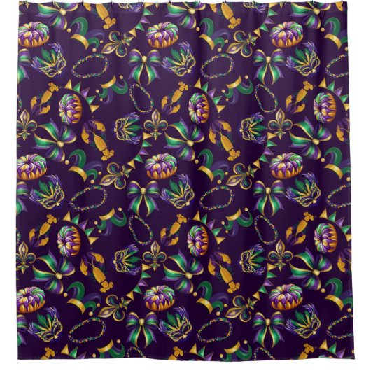 Mardi Gras Purple Pattern Duschvorhang (Vorderseite)