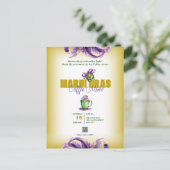 Mardi Gras QR Code Einladung Postkarte (Stehend Vorderseite)