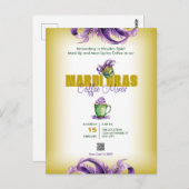 Mardi Gras QR Code Einladung Postkarte (Vorne/Hinten)