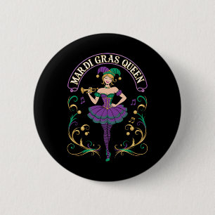 Mardi Gras Queen Fun Carnival Mardi Gras für Fraue Button
