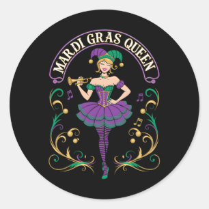 Mardi Gras Queen Fun Carnival Mardi Gras für Fraue Runder Aufkleber