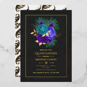 Mardi Gras Quinceañera Folien-Einladung Folieneinladung