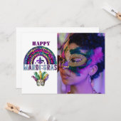 Mardi Gras Rainbow and Mask Card Karte (Vorderseite/Rückseite Beispiel)