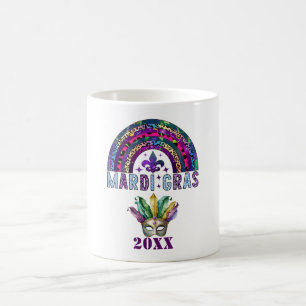 Mardi Gras Rainbow and Mask Tasse