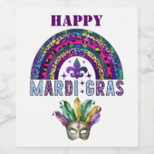 Mardi Gras Rainbow and Mask Weinetikett (Einzelnes Label)