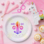 Mardi Gras Rainbow Lilie mit Confetti Pappteller (Party)
