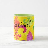 Mardi Gras Rainbow Lilie Monogram Tasse (Zentrum)