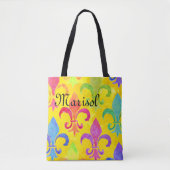 Mardi Gras Rainbow Lilie Monogram Yellow Tasche (Vorderseite)
